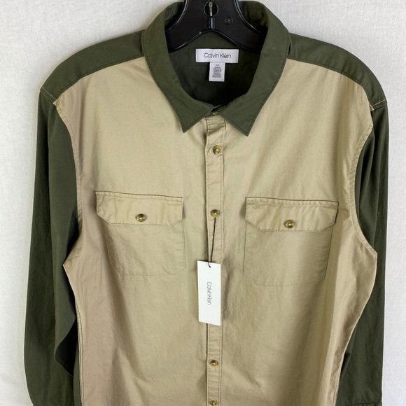 CALVIN KLEIN Khaki Green Button Down NWT - Picture 6 of 8